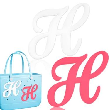 Imagem de Blinket Berloques decorativos com letras do alfabeto compatíveis com bolsa Bogg | Berloques compatíveis com a bolsa Bogg - Letras 3D brancas e rosa, acessórios elegantes do alfabeto, inclui letras