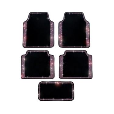 Imagem de Tapete de carro com strass prata brilhante ultra brilhante ajuste universal tapete de piso Brigth especialmente brilhante. Carro completo. 5 peças, antiderrapante, qualquer superfície e clima, pedras
