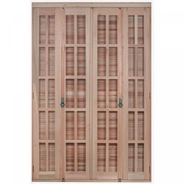Imagem de Porta Janela Com Veneziana Pantográfica E Caixilhos Para Vidros 213X150Cm Rondosul Natural