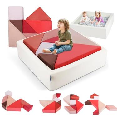 Imagem de Heypappy Sofá infantil de brincar, sofá de pepita, tangram, quebra-cabeças quadrados, móveis de sofá, móveis modulares para crianças, para resolver quebra-cabeças, edifício forte para sala de jogos