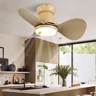 Imagem de Ventiladores de teto pequenos infantis com lâmpadas Silencioso motor DC reversível de 6 velocidades Ventiladores de teto modernos com luzes e controle remoto Função inverno/verão Mini vent