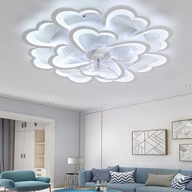 Imagem de Ventilador de teto flor com luz e controle remoto Ventilador reversível luz de teto 6 velocidades de ar para quarto sala de estar silencioso com APP Timer-88CM