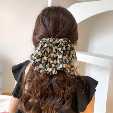 Imagem de 2 peças Presilha de laço de chiffon elegante floral grampos de cabelo bonito arco queda grampos de cabelo para cabelo liso encaracolado grosso