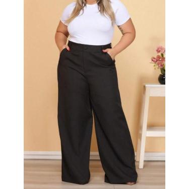 Imagem de Calça Pantalona PLUS SIZE Alfaiataria Feminina com Cinto Zara Eleganci