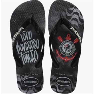 Imagem de Chinelo havaianas time corinthians cor:pretotamanho:44, Preto, 44