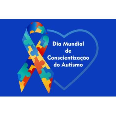 Imagem de Painel de Lona Dia Mundial de Conscientização do Autismo Laço e Frase 