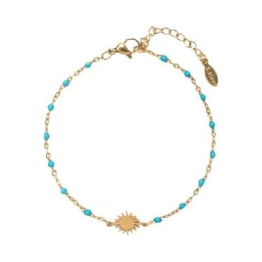 Imagem de Pulseira Feminina De Aço Inoxidável Com Esmalte Sol Para Festas Na Pra