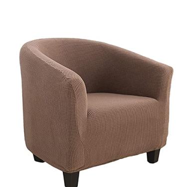 Imagem de Capa de cadeira de clube capas de cadeira de banheira para poltronas, capa de poltrona de alta elasticidade, protetor de móveis para sala de estar, capas traseiras de asa removíveis (1 peça de cor de café clara)