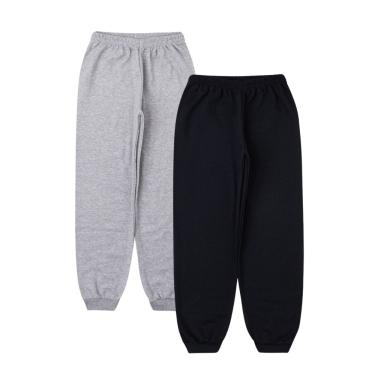 Imagem de Kit 2 un. Calça Moletom Infantil Flanelada com Punho, Juvenil Tradicional