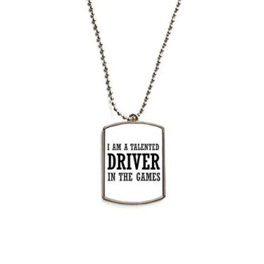 Imagem de Colar de aço inoxidável com pingente de identificação para cães I Am A Tallented Driver In The Games