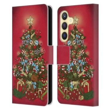 Imagem de Head Case Designs Festive Tree Christmas Essentials Capa carteira de couro para livro compatível com Samsung Galaxy S24 5G
