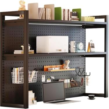 Imagem de Prateleira de armazenamento de mesa para monitor de mesa de exibição de 3 níveis, altura de prateleira ajustável de armazenamento DIY, prateleira organizadora de metal, para organizador de materiais