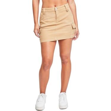 Imagem de YMI Minissaia cargo feminina jeans, Camelo, 13 Short