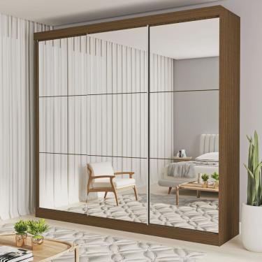 Imagem de Guarda Roupa Casal Premium Isabela 205,9cm com Espelho 3 Portas 4 Gavetas Espresso Móveis
