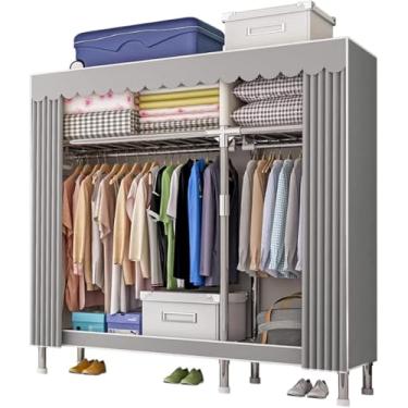 Imagem de Armário De Tecido De Guarda-roupa Dobrável, Guarda-roupa De Lona 106x46x173 Cm Guarda-roupas De Tecido Para Móveis De Quarto Guarda-roupa Portátil Com Trilho De Suspensão, A, 84x46x173cm
