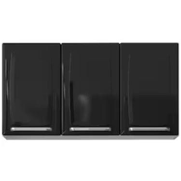 Imagem de Armário Aéreo Triplo Luce 3 Portas 2 Prateleiras Itatiaia Branco Com Preto