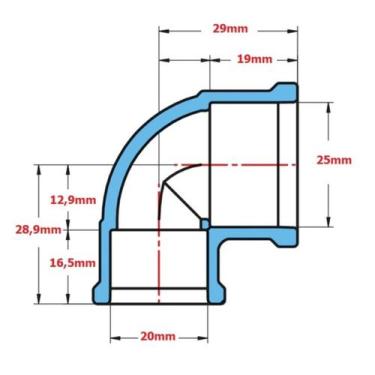 Imagem de Joelho Redutor 90 graus Soldável 25x20mm Krona Referência 433