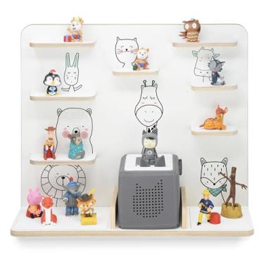 Imagem de stadtecken Prateleira de madeira para caixa de música I adequada para Toniebox e Tonies I armazenamento perfeito no quarto das crianças I para montar ou pendurar (amigos)