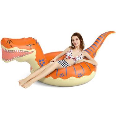 Imagem de Flutuador de piscina inflável de dinossauro Jasonwell T-Rex 2,36 m par