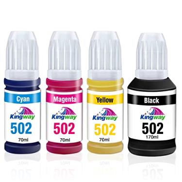 Imagem de Compatível com frascos de refil de tinta Epson 502, substituição para impressora Epson ET 2760, Ecotank ET-3760 ET-4760 ET-15000 ET-3710 ET-2750 ET-3700 ET-3750 (não tinta de sublimação), pacote com 4