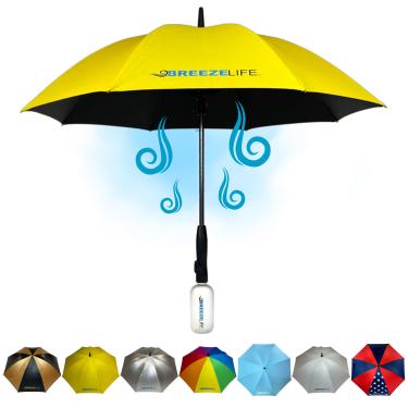 Imagem de Breeze Life Mister Breeze original, guarda-sol com ventilador e mister, guarda-chuva com ventilador embutido, para festivais, praia e muito mais (amarelo)