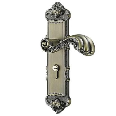 Imagem de Puxador criativo para móveis - Maçaneta de fechadura silenciosa estilo europeu, cadeado de metal retrô para quarto interno,