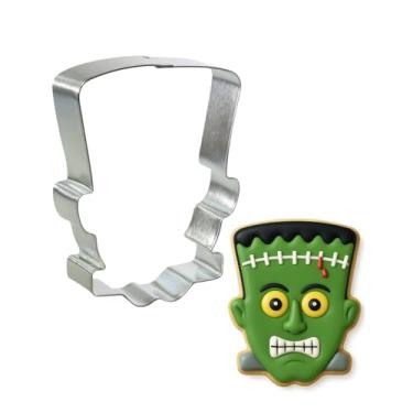 Imagem de Cortador de biscoito com cabeça de monstro 9,5 cm – Feito nos EUA – Cortador de biscoito Foose Brand Halloween Frankenstein molde de biscoito (aço inoxidável)