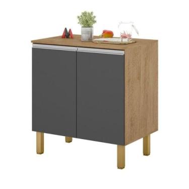 Imagem de Balcão 2 Portas Cozinha Isabela Amêndoa Grafite - MILANI MOVELARIA