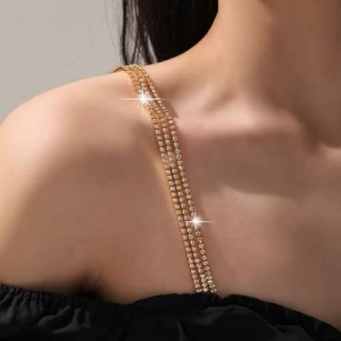 Imagem de Sutiã de strass com alças de cristal ajustável, corrente de ombro para mulheres, joias de formatura de casamento