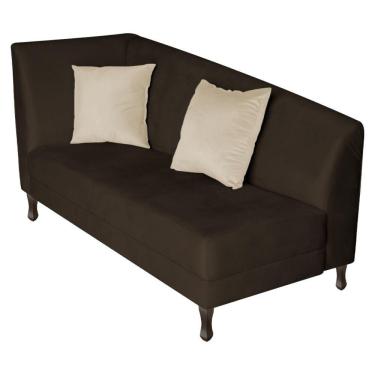 Imagem de Recamier Heitor 140cm Com Almofada Lado Direito Sintético Cor Marrom/bege