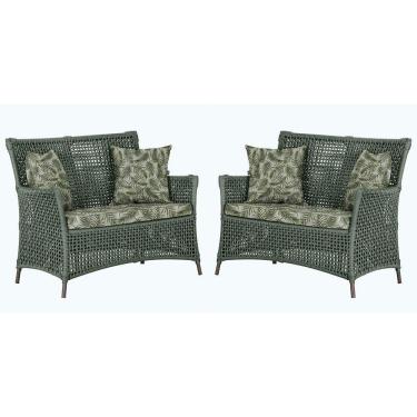 Imagem de 2 Sofás área Externa Igapó Alumínio Marrom Corda Náutica E5 Verde