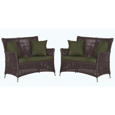 Imagem de 2 Sofás área Externa Igapó Alumínio Fendi Corda Náutica E13 Marrom