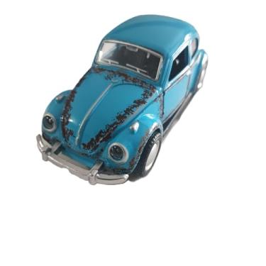 Imagem de Miniatura de Carro Fusquinha Colecionável em Ferro, Colorido, com Portas que Abrem e Sistema de Fricção (Azul)