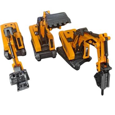 Imagem de Kit Máquinas Construção Miniatura Escavadeira Perfuradora Garra Hidráulica Brinquedo Veículo Construção Infantil 1:70 Plástico Metal
