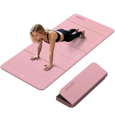 Imagem de Tapete de ioga dobrável espesso de 10 mm-WUWAN extra grande, material TPE, tapetes dobráveis antiderrapantes para atividades físicas fáceis de transportar para casa, treino, viagem, pilates (190 cm x