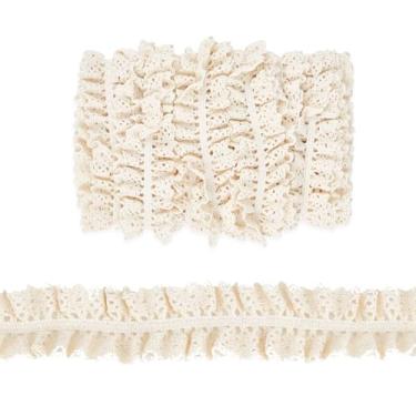 Imagem de letsinstyle Guarnições de algodão onduladas brancas de 1,5 m, acabamento de renda de crochê elástico, fita elástica com babados para tiara faça você mesmo, enfeite de costura de vestido de casamento