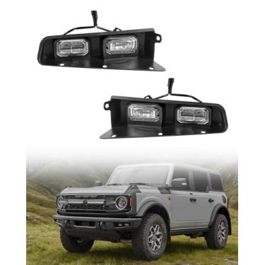 Imagem de LitMiRaCle Farol de neblina de LED compatível com acessórios Ford Bronco 2021-2024, conjunto de lâmpadas de neblina de para-choque dianteiro, 2 peças