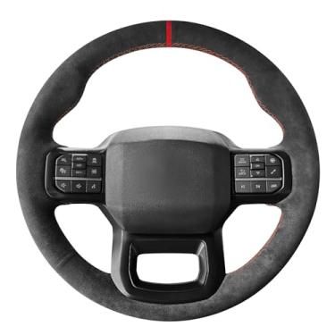Imagem de MEWANT Capa de volante costurada à mão para Ford F-150 2021-2023 / F-150 Lightning 2022-2023 Acessórios de volante para Ford