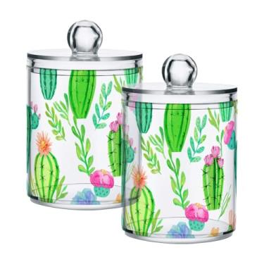 Imagem de Qilmy Succulents Qtip Suporte 2 unidades, frascos de boticário de 400 ml, vasilha organizadora de banheiro para cotonetes, bolas de algodão, almofadas de maquiagem, fio dental, sais de banho