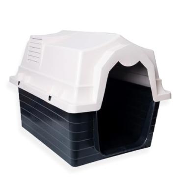 Imagem de Casa para Cachorro com Proteção UV – Tamanhos N3/N4/Universal, Plástico Resistente, Telhado Removível, Ventilação Lateral e Uso Externo Impermeável(Bege - N4)