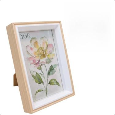 Imagem de Porta Retrato Decorativo de MDF Branco 10x15cm com Vidro