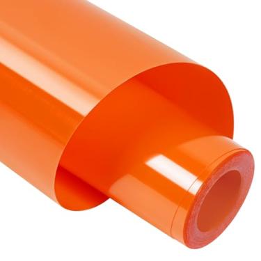 Imagem de TORC Rolo de vinil de transferência de calor HTV PU laranja 30,5 cm x 6 m ferro em vinil para camisetas artesanais - Fácil de cortar e remover ervas daninhas para design de transferência de calor