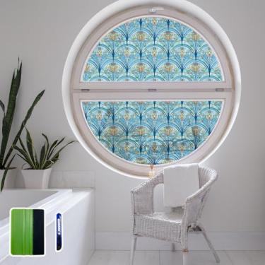 Imagem de Chicskin Película de vitral vintage 3D com ferramentas, película decorativa para janela de privacidade para quarto/porta/decoração de casa, íris crepúsculo, 88 x 200 cm (88 x 200 cm)