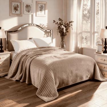 Imagem de Manta Cobertor Casal Corttex Luster Canelada 180x220cm Microfibra Antialérgico Super Macio Premium