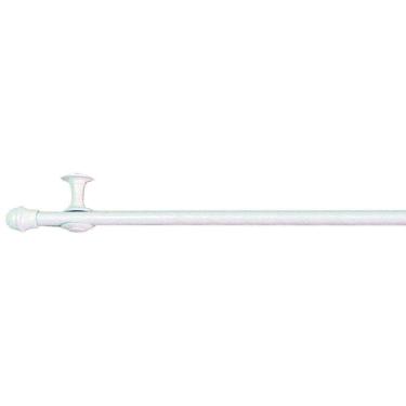 Imagem de Kit Varão Simples Para Cortina 3,00m Vilela Metalizado 100% Ferro - Branco