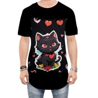 Imagem de Camiseta Longline Dia dos Namorados Gatinho 12 - Kasubeck Store®, P