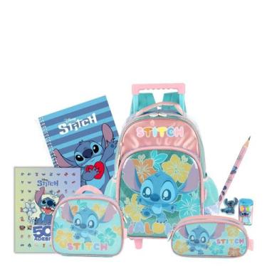 Imagem de Kit Mochila Rodinhas Stitch Lancheira E Estojo Triplo Xepa - Luxcel, T