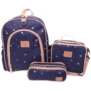 Imagem de Kit Mochila Escolar Infantil Completo Menina Menino Bolsa Resistente c