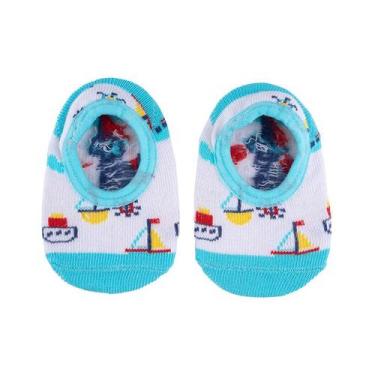 Imagem de Meia Sapatilha Bebê Menino Tamanho 16 ao 20 Pimpolho, Barcos, 16 ao 20