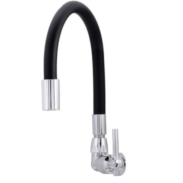 Imagem de Torneira De Cozinha Flexível Silicone Parede 1/4 de Volta (Preta)
